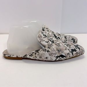 Vince Camuto Lenja Mules Faux Leather Snakeskin Slides Studded Flats